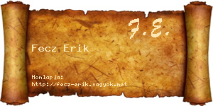 Fecz Erik névjegykártya